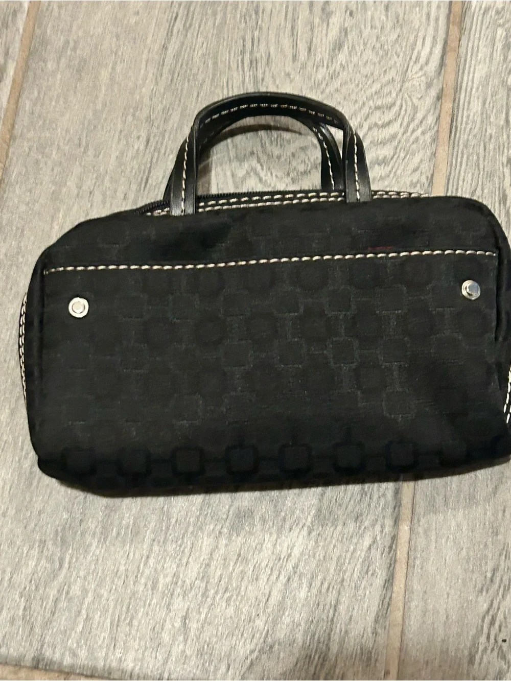 Nine West Black Mini Cosmetic Case with mirror Logo Plate